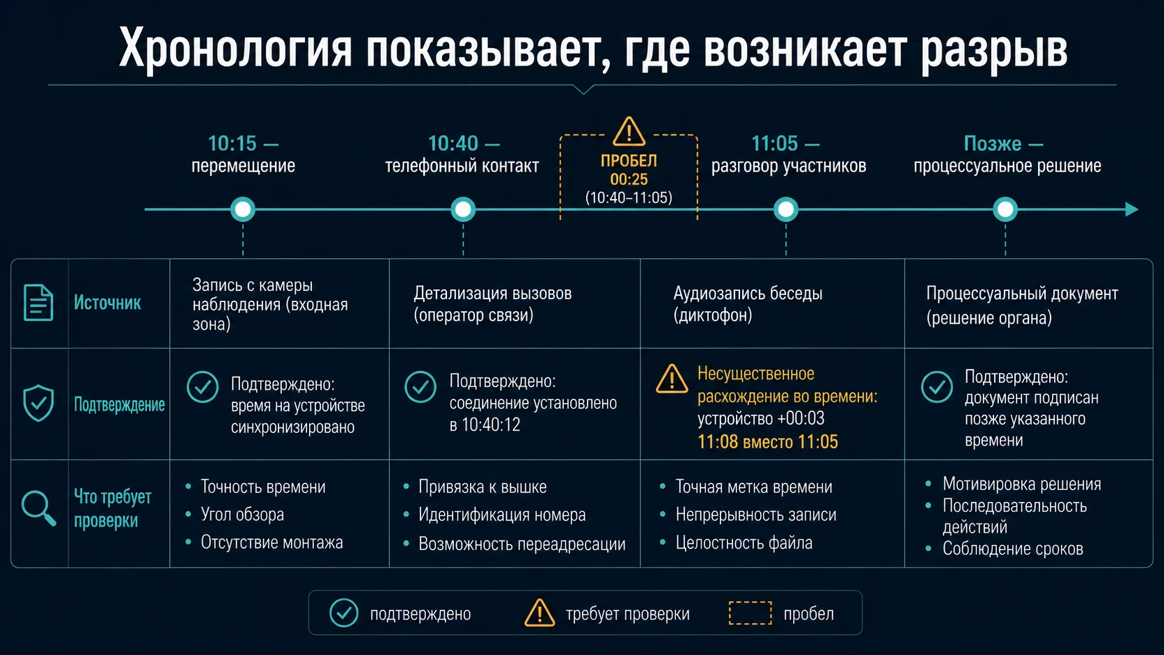 Хронология уголовного дела: события, источники доказательств, временные противоречия и пробелы